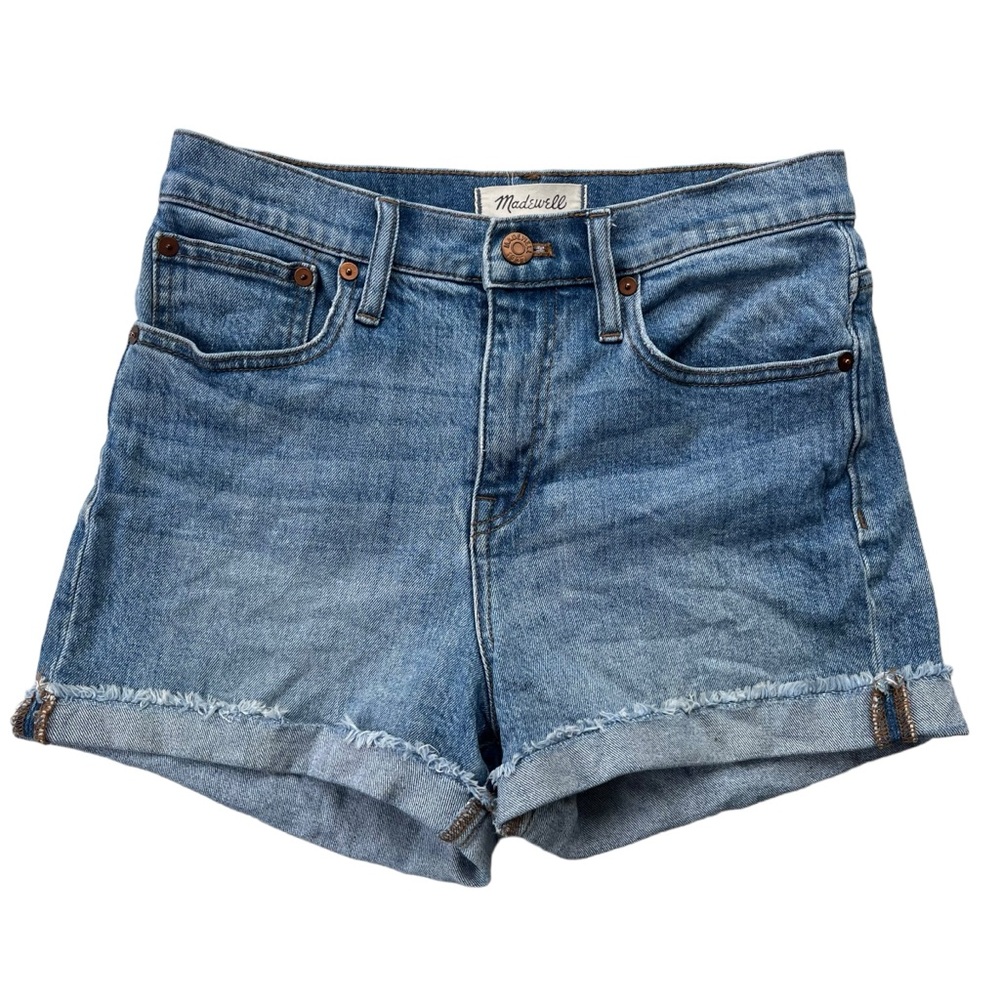 Madewell Women’s Sz. 25 Light Wash Denim High Rise Fringe Cuff Jean Shorts F1607 - Picture 1 of 14